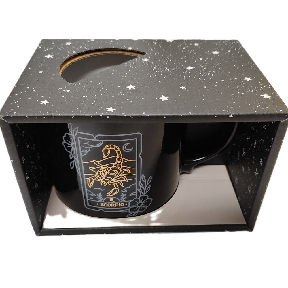 Black & Gold Aquarius Scorpio 18oz Mug New With Gift Box